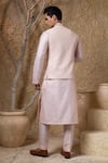 Shop_Darshika Menswear_Pink Cotton, Silk Embroidery, Sequins Bundi And Kurta Set _at_Aza_Fashions