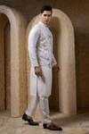 Buy_Darshika Menswear_Off White Silk, Cotton Beads, Sequins, Embroidery Embellished Bundi And Kurta Set _Online_at_Aza_Fashions