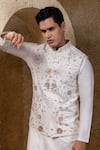 Shop_Darshika Menswear_Off White Silk, Cotton Beads, Sequins, Embroidery Embellished Bundi And Kurta Set _Online_at_Aza_Fashions