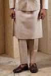 Darshika Menswear_Beige Silk Embroidery, Sequins Hand Bundi And Kurta Set _Online_at_Aza_Fashions