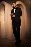 Shop Darshika Menswear Black Suiting Beads, Embroidery Wines Embellished Tuxedo Set at Aza Fashions Shop_Darshika Menswear_Black Suiting Beads, Embroidery Wines Embellished Tuxedo Set _at_Aza_Fashions