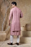 Shop_Darshika Menswear_Pink Viscose, Silk Embroidery Dusky Bundi And Kurta Set _at_Aza_Fashions