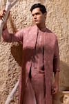 Buy_Darshika Menswear_Pink Viscose, Silk Embroidery Dusky Bundi And Kurta Set 