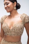 Buy_Mirroir_Gold Silk Organza, Net Sequins, Stones, Crest Embellished Scallop Lehenga Set _Online_at_Aza_Fashions