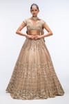 Buy_Mirroir_Gold Silk Organza, Net Sequins, Embroidery, Scallop Embellished Lehenga Set _at_Aza_Fashions