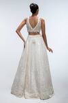 Shop_Mirroir_Ivory Silk Organza, Net Sequins, Embroidery, Diamond Stone Scallop Lehenga Set  _at_Aza_Fashions