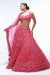 Mirroir_Pink Silk Organza, Georgette Sequins, Beads, Embroidery Scallop Lehenga Set _Online_at_Aza_Fashions