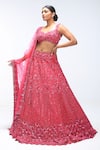 Buy_Mirroir_Pink Silk Organza, Georgette Sequins, Beads, Embroidery Scallop Lehenga Set _at_Aza_Fashions