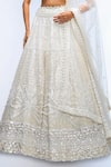 Mirroir_Ivory Silk Organza, Georgette Embroidery, Sequins, Beads Deep Lehenga Set _Online_at_Aza_Fashions