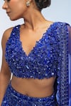 Buy_Mirroir_Blue Silk Organza, Net Sequins, Beads, Embroidery, Metallic Crystal Lehenga Set _Online_at_Aza_Fashions