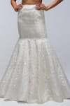Mirroir_Ivory Silk Organza, Net Sequins, Embroidery, Tide-curve Fish-cut Lehenga Set _Online_at_Aza_Fashions