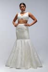 Buy_Mirroir_Ivory Silk Organza, Net Sequins, Embroidery, Tide-curve Fish-cut Lehenga Set _at_Aza_Fashions