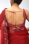 Mirroir_Red Silk Organza Embroidery, Sequins, Beads Scallop Border Saree With Blouse _Online_at_Aza_Fashions