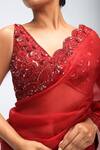 Buy_Mirroir_Red Silk Organza Embroidery, Sequins, Beads Scallop Border Saree With Blouse _Online_at_Aza_Fashions