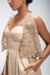 Buy_Mirroir_Gold Viscose, Crepe Sweetheart , Open Embellished Cape With Jumpsuit _Online_at_Aza_Fashions