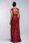 Shop_Mirroir_Red Georgette, Silk Beads, Sequins Sweetheart Reef Embellished Cocktail Gown _at_Aza_Fashions