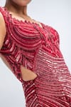 Buy_Mirroir_Red Georgette, Silk Beads, Sequins Sweetheart Reef Embellished Cocktail Gown _Online_at_Aza_Fashions