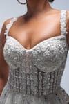 Mirroir_Ivory Silk Organza Sequins, Beads Sweetheart Moonwave Embellished Corset Gown _Online_at_Aza_Fashions