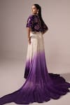 Jyoti Sachdev Iyer_White Chanderi Sequins, Stones Hand Embroidered Ombre Anarkali With Cape _Online_at_Aza_Fashions
