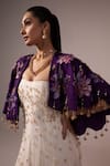 Jyoti Sachdev Iyer_White Chanderi Sequins, Stones Hand Embroidered Ombre Anarkali With Cape _at_Aza_Fashions