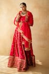 Gulabo Jaipur_Red Chanderi Embroidery, Zari, Sequins Mashoor Lehenga Set _Online_at_Aza_Fashions