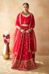Buy_Gulabo Jaipur_Red Chanderi Embroidery, Zari, Sequins Mashoor Lehenga Set _at_Aza_Fashions