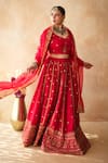 Shop_Gulabo Jaipur_Red Chanderi Embroidery, Zari, Sequins Mashoor Lehenga Set _Online_at_Aza_Fashions