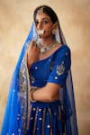 Gulabo Jaipur_Blue Chanderi Embroidery, Sequins, Zari Mashoor Lehenga Set _Online_at_Aza_Fashions