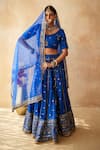Buy_Gulabo Jaipur_Blue Chanderi Embroidery, Sequins, Zari Mashoor Lehenga Set _at_Aza_Fashions