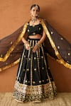 Gulabo Jaipur_Black Chanderi Metallic Thread, Embroidery, Tassels Devika Lehenga Set _at_Aza_Fashions