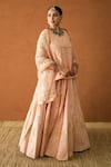Shop_Gulabo Jaipur_Peach Chanderi, Organza Embroidery, Zari, Lace Round Neck Falak Lehenga Set _Online_at_Aza_Fashions