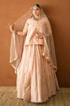 Buy_Gulabo Jaipur_Peach Chanderi, Organza Embroidery, Zari, Lace Round Neck Falak Lehenga Set _at_Aza_Fashions