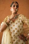 Gulabo Jaipur_Ivory Chanderi, Doriya Embroidery, Sequins, Lace, Noormahal Kurta Lehenga Set _Online_at_Aza_Fashions
