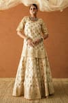 Buy_Gulabo Jaipur_Ivory Chanderi, Doriya Embroidery, Sequins, Lace, Noormahal Kurta Lehenga Set _Online_at_Aza_Fashions