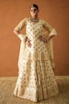 Buy_Gulabo Jaipur_Ivory Chanderi, Doriya Embroidery, Sequins, Lace, Noormahal Kurta Lehenga Set _at_Aza_Fashions
