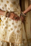 Shop_Gulabo Jaipur_Ivory Chanderi, Doriya Embroidery, Sequins, Lace, Noormahal Kurta Lehenga Set 