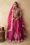 Buy_Gulabo Jaipur_Fuchsia Chanderi, Net Embroidery, Zari, Sequins Rani Bridal Lehenga Set _at_Aza_Fashions