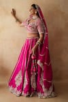 Gulabo Jaipur_Fuchsia Chanderi, Net Embroidery, Zari, Sequins Rani Bridal Lehenga Set _Online_at_Aza_Fashions