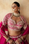 Gulabo Jaipur_Fuchsia Chanderi, Net Embroidery, Zari, Sequins Rani Bridal Lehenga Set _at_Aza_Fashions