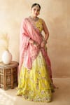 Shop_Gulabo Jaipur_Green Tussar, Satin, Net Embroidery, Sequins, Zari Aishwarya Pista Lehenga Set _Online_at_Aza_Fashions