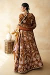 Shop_Gulabo Jaipur_Brown Tussar, Satin Embroidery V-neck Chitra Lehenga Set _at_Aza_Fashions