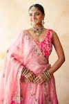 Buy_Gulabo Jaipur_Pink Tussar, Satin, Net Embroidery, Zari, Sequins Aishwarya Peach Lehenga Set _Online_at_Aza_Fashions