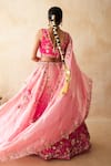 Shop_Gulabo Jaipur_Pink Tussar, Satin, Net Embroidery, Zari, Sequins Aishwarya Peach Lehenga Set _at_Aza_Fashions