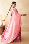 Gulabo Jaipur_Pink Tussar, Satin, Net Embroidery, Zari, Sequins Aishwarya Peach Lehenga Set _at_Aza_Fashions