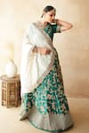 Buy_Gulabo Jaipur_Emerald Green Tussar, Satin Embroidery, Zari Umrao Lehenga Set _at_Aza_Fashions
