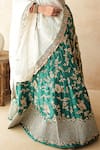 Gulabo Jaipur_Emerald Green Tussar, Satin Embroidery, Zari Umrao Lehenga Set _at_Aza_Fashions
