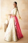 Gulabo Jaipur_Ivory Tussar, Satin Embroidery, Tassels Noor Lehenga Set _Online_at_Aza_Fashions