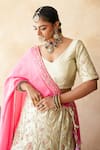Shop_Gulabo Jaipur_Ivory Tussar, Satin Embroidery, Tassels Noor Lehenga Set _Online_at_Aza_Fashions