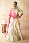 Buy_Gulabo Jaipur_Ivory Tussar, Satin Embroidery, Tassels Noor Lehenga Set _at_Aza_Fashions