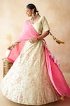 Shop_Gulabo Jaipur_Ivory Tussar, Satin Embroidery, Tassels Noor Lehenga Set 